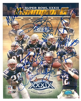New England Patriots SB XXXIX Multi Signed Photo Including Brady, Bruschi, Vinatieri & Dillon (JSA LOA)